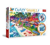 Trefl - Puzle Crazy Shapes: Playa de Miami - Puzle de 600 Piezas - Puzle Rompecabezas de Formas Locas, Puzle de Bordes Irregulares, Puzles Inusuales