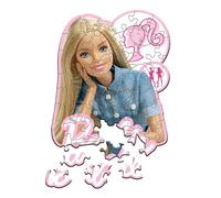 Trefl - Puzle de Contorno de Madera: Barbie, La Hermosa Barbie - 50 Piezas, Wood Craft Junior, Formas Irregulares, 10 Figuras, Rompecabezas Moderno, Juego para niños a Partir de 5 años