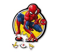 Trefl - Puzle de Contorno de Madera: Marvel Spiderman, El Poder de Spiderman - 50 Piezas, Wood Craft Junior, Formas Irregulares, 10 Figuras, Rompecabezas Moderno, Juego para niños a Partir de 5 años