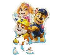 Trefl - Puzle de Contorno de Madera: Paw Patrol, Patrulla Canina Alegre - 50 Piezas, Wood Craft Junior, Formas Irregulares, 10 Figuras, Rompecabezas Moderno, Juego para niños a Partir de 5 años