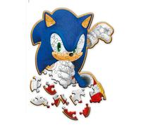 Trefl - Puzle de Contorno de Madera: Sonic The Hedgehog, Sonic El Listo - 50 Piezas, Wood Craft Junior, Formas Irregulares, 10 Figuras, Rompecabezas Moderno, Juego para niños a Partir de 5 años