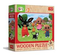 Trefl Puzle de Madera: Bing, Conoce a Bing-24 Piezas, Rompecabezas Wooden Puzze, Bordes Redondeados, Diseño Decorativo en el Reverso, para niños a Partir de 3 años, Multicolor (20261)