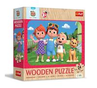 Trefl - Puzle de Madera: Cocomelon, Cocomelon Alegre - 24 Piezas, Rompecabezas Wooden Puzze, Bordes Redondeados, Diseño Decorativo en el Reverso, para niños a Partir de 3 años