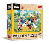 Trefl- Rompecabezas de Madera para niños Puzle Disney, Mickey con amigos-24 Piezas, Wooden Puzzle, Diseño Decorativo en el Reverso, Partir de 3 años, Multicolor (20278)