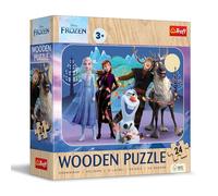Trefl Puzle de madera: Frozen, El increíble reino del hielo-24 piezas, Rompecabezas Wooden Puzze, Bordes redondeados, Diseño decorativo en el reverso, para niños a partir de 3 años, multicolor (20264)