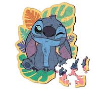 Trefl - Puzle de Madera: Lilo & Stitch, El Alegre Stitch - 50 Piezas, Rompecabezas con Forma Wooden Puzzle, Piezas Irregulares, 10 figuritas, para niños a Partir de 5 años