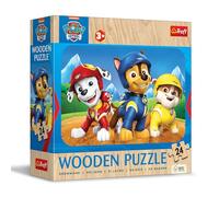 Trefl – Puzle de madera Paw Patrol (La Patrulla Canina) 24 piezas, bordes redondeados, 3+