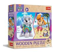 Trefl - Puzle de Madera: Paw Patrol, La Patrulla Canina de Chicas - 24 Piezas, Rompecabezas Wooden Puzze, Bordes Redondeados, Diseño Decorativo en el Reverso, para niños a Partir de 3 años