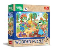 Trefl - Puzle de Madera: The Treflik Family, Conoce a los Treflik - 24 Piezas, Rompecabezas Wooden Puzze, Bordes Redondeados, Diseño Decorativo en el Reverso, para niños a Partir de 3 años
