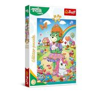 Trefl - Puzle Glitter: The Treflik Family, Los Treflik en Purpurina - Puzle en Purpurina de 100 Piezas - Puzle Brillante con los Personajes de la Serie Infantil, Juego para niños a Partir de 5 años