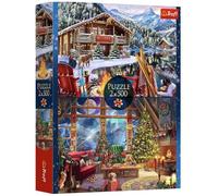 Trefl - Puzzle 2 en 1: Navidad en Les Montagnes, 2 x 500 piezas, juego de dos rompecabezas, bricolaje, entretenimiento creativo, para adultos y niños a partir de 10 años