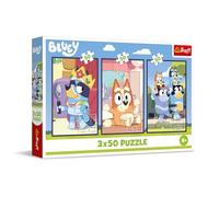 Trefl - Puzzle 3en1: Bluey, La Familia de Bluey - 3 x 50 Piezas, Set de Tres puzles para niños a Partir de 4 años