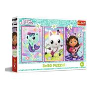 Trefl - Puzzle 3en1: Gabby's Dollhouse, Esta es Gabby y Sus Gatitos - 3 x 50 Piezas, Set de Tres puzles para niños a Partir de 4 años