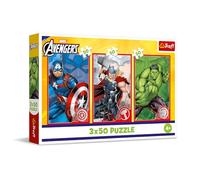 Trefl Puzzle 3en1: Marvel The Avengers, Tu héroe-3 x 50 Piezas, Set de Tres puzles para niños a Partir de 4 años, Multicolor (34891)