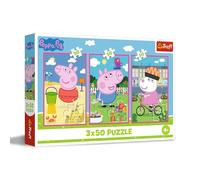 Trefl - Puzzle 3en1: Peppa Pig, El Poder de la Amistad - 3 x 50 Piezas, Set de Tres puzles para niños a Partir de 4 años