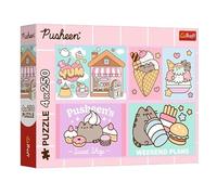 Trefl - Puzzle 4 en 1: Fluid World Pusheen, Conoce a Pusheen - 4 x 250 piezas - Juego de rompecabezas de cuatro adolescentes