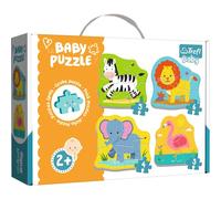 Trefl - Puzzle - Animales en un safari de 3 a 6 Piezas, 4 Conjuntos, para niños a partir de 2 años,