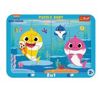 Trefl - Puzzle Baby con Marco, Tiburones Felices, Baby Shark, para niños a Partir de 2 años
