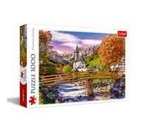 Trefl, Puzzle, Bavaria en otoño, de 1000 Piezas, Paisaje de Bavaria, Puente, Río, Iglesia, Vista a Las montañas, Rompecabezas DIY, Pasatiempo Creativo, Regalo, Diversión