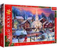 Trefl, Puzzle, Blanca Navidad, de 1000 Piezas, Vista al Pueblo, Nieve, Animales, Gente, Tiempo de Navidad, Rompecabezas DIY, Pasatiempo Creativo, Regalo, Diversión