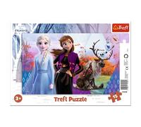 Trefl, Puzzle con Marco, Mundo mágico de Anna y Elsa, Disney Frozen 2, de 15 Piezas, para niños a Partir de 3 años