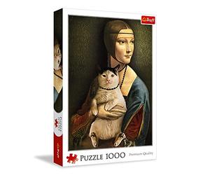 Trefl, Puzzle, Dama con el Gato, de 1000 Piezas, No estándar, Divertido, Cuadro, Retrato, Rompecabezas DIY, Pasatiempo Creativo, Regalo, Diversión