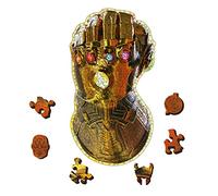 Trefl-500+5 Piezas, Wood Craft, 70 Figuras, Premium, para Adultos y niños Mayores de 12 años, Color Puzzle de Madera de Contorno: Marvel Avengers, Infinity Glove, Guante Infinito (20174)