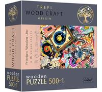 Trefl-500+1 Piezas, Wood Craft, Formas Irregulares, 50 Figuras, Moderno Premium, DIY, para Adultos y Niños Mayores de 12 años, Color Puzzle de Madera: en el Mundo de la música (20180)
