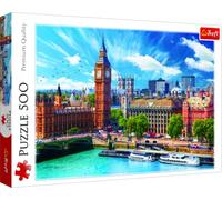 Trefl, Puzzle, Día Soleado en Londres, de 500 Piezas, Inglaterra, Monumentos de Londres, Big Ben, Puzzle con Vistas a la Ciudad, para Fans de Londres, Capital de Inglaterra