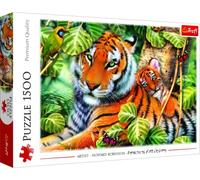 Trefl, Puzzle, Dos Tigres, de 1500 Piezas, Animales de Asia, Familia de Tigres, Puzzles clásicos, Rompecabezas Que reducen el estrés, para Adultos y niños a Partir de 12 años