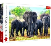 Trefl Rompecabezas Elefantes africanos – 1000 piezas – Familia en la sabana, desde 12 años
