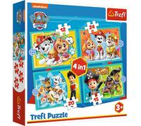 Trefl, Puzzle, Feliz Equipo de la Patrulla Canina, La Patrulla Canina, de 12 a 24 Piezas, 4 Conjuntos, para niños a Partir de 3 años