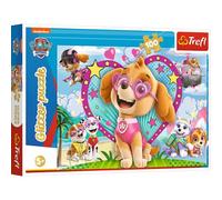 Trefl - Puzzle Glitter - En el esplendor de Skye - La Patrulla Canina - de 100 Piezas, para niños a Partir de 5 años