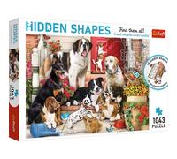 Trefl- Puzzle Hidden Shapes-Encuentra, Formas Ocultas, Rompecabezas Inusual, Perros Juego Frente a la Casa Pasatiempo Creativo, Diversión para Adultos y Niños a Partir de 12 años Puzle, Color (10675)