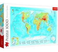 Trefl, Puzzle, Mapa físico del Mundo, de 1000 Piezas, Mapa, Mundo, Continente, Océano, Educación, Rompecabezas DIY, Pasatiempo Creativo, Regalo, Diversión