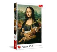 Trefl, Puzzle, Mona Lisa y Gato ronroneando, de 500 Piezas, Da Vinci, Cuadro, para los Fanáticos de los Gatos, Arte, Cuadro Divertido, Gatos, para Adultos y niños a Partir de 10 años