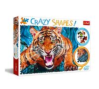 Trefl Puzzle - Ojo a Ojo con Tigre, de 600 Piezas, Crazy Shapes, Adultos y niños a Partir de 10 años
