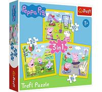 Trefl, Puzzle, Un día Divertido de Peppa, Peppa Pig, de 20 a 50 Piezas, 3 Conjuntos, para niños a Partir de 3 años