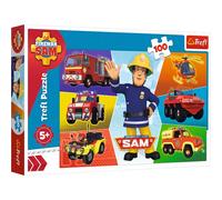 Trefl- Fahrzeuge Des Feuerwehrmanns, Fireman Sam de 100 Piezas, para niños a Partir de 5 años Puzzle, Color vehículos Bombero