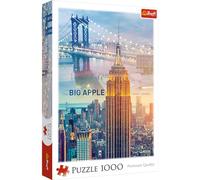 Trefl, Puzzles, Nueva York al Amanecer, EE. UU., de 1000 Piezas, Ciudades del Mundo, Vista a la Ciudad, Rascacielos, Puente, Rompecabezas DIY, Pasatiempo Creativo, Diversión, Regalo
