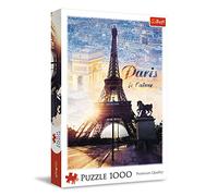 Trefl, Puzzles, París al Amanecer, de 1000 Piezas, Francia, Capitales Europeas, Vista a la Torre Eiffel, Arco de Triunfo, Rompecabezas DIY, Pasatiempo Creativo, Regalo