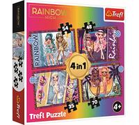 Trefl - Rainbow High, Muñecas de Moda - Puzzle 4in1, 4 Puzzles, de 35 a 70 Elements - Coloridos Puzzles con Personajes de Cuentos Rainbow High, Grado de Dificultad, para Niños a Partir de 4 años