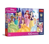 Trefl - Relajación con Las Princesas - 100 Piezas - Rompecabezas de Colores con los Personajes del Cuento, encájalas, póster Exclusivo Incluido, diversión para niños a Partir de 5 años