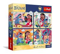 Trefl - Rompecabezas 4 en 1: Lilo y Stitch, Puntada Espacial - 4 x 88 Piezas - Póster único, Juego de Cuatro Rompecabezas para niños a Partir de 5 años