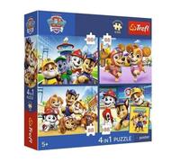 Trefl - Rompecabezas 4 en 1: patrulla canina, guardia de perros - 4 x 88 piezas - póster único, juego de cuatro rompecabezas para niños a partir de 5 años