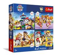 Trefl - Rompecabezas 4 en 1: Paw Patrol - 4 x 88 Piezas - Póster Exclusivo, Juego de Cuatro Rompecabezas para niños a Partir de 5 años