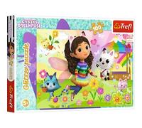 Trefl - Puzle Glitter: Gabby's Dollhouse, Gabby en Purpurina - Puzle en Purpurina de 100 Piezas - Puzle Brillante con los Personajes de la Serie Infantil, Juego para niños a Partir de 5 años