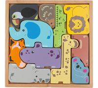Trefl - Rompecabezas de madera: equipo zoológico, juguetes de madera - juguete de madera, bloques de animales, soporte con marco y contornos, juguete de madera natural ecológico, para los años, para niños a partir de 18 meses