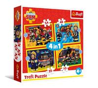 Trefl - Sam el Bombero, Bombero de Guardia - Puzzle 4 en 1, 4 Puzzles, de 35 a 70 Piezas - Varios Niveles de dificultad, para niños a Partir de 4 años