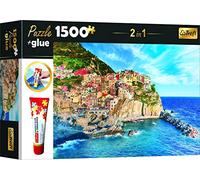 Trefl 26178 Set 2en1 Puzzle + Pegamento, Puzzle 1500 elementos Manarola, Liguria, Italia, Pegamento y Conservante para Rompecabezas, Combinar Elementos, para Adultos y Niños a Partir de 12 Años